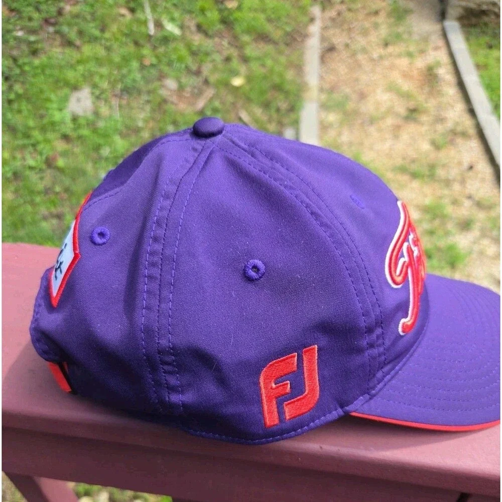 Titleist Hat Cap Mens Strapback Adjustable Purple/Orange FootJoy Pro V1 FJ Golf